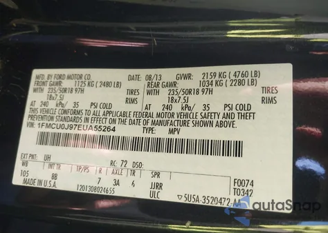 2014 Ford Escape Titanium из США, поврежденный, VIN 1FMCU0J97EUA55264